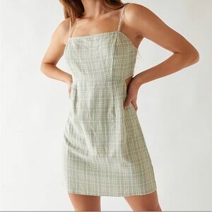 Kendall & Kylie Pacsun Double Cutout Green/white Plaid Mini Dress - M NWT